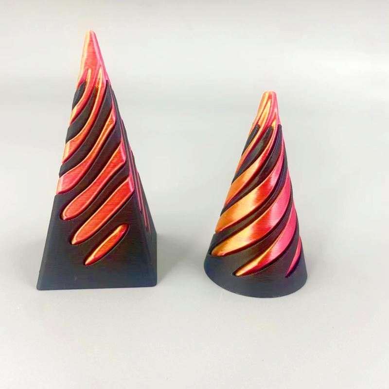 2 Count Impossible Cone, Spiral Cone Toy Printed Spiral Toys Impossible Pyramid Sculpture, Mini Cones Toy for Stress and Anxiety Relaxing