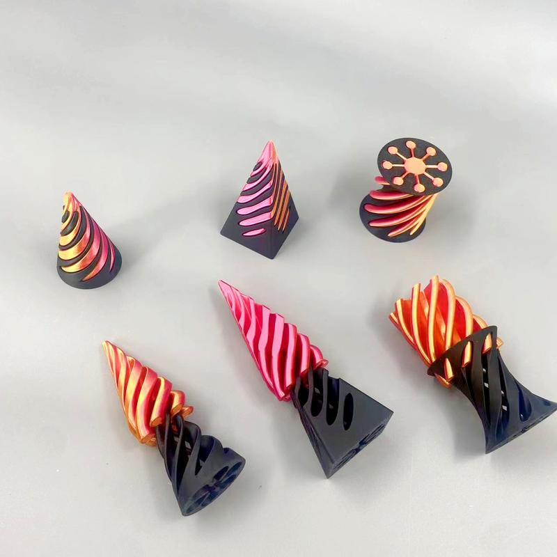 2 Count Impossible Cone, Spiral Cone Toy Printed Spiral Toys Impossible Pyramid Sculpture, Mini Cones Toy for Stress and Anxiety Relaxing