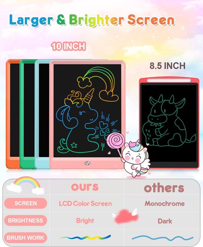 2pcs LCD writing tablet for kids,10-inch color electronic board kids drawing board, early childhood education learning travel birthday gift