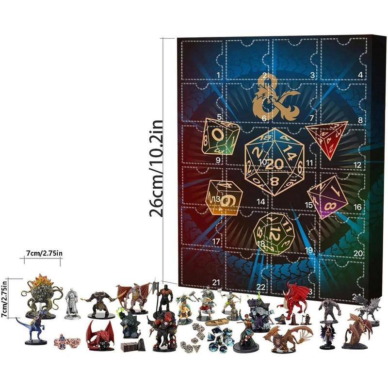 2024 Dungeons and Dragons Advent Calendar Random Polyhedral Dice Advent Calendar 2024 24 Days Countdown Dungeons and Dragons Gifts Christmas Advent Calendar for Game Lover