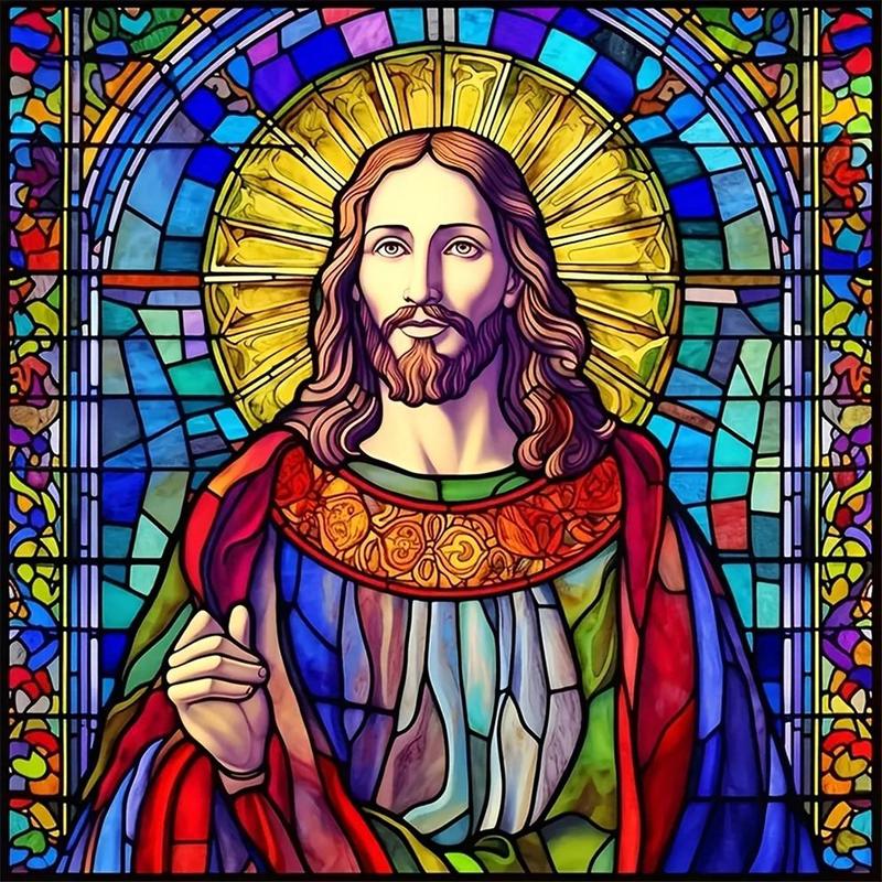 Jesus Pattern DIY Diamond Art Painting Picture Without Frame, DIY 5D Diamond Arts Painting Kit, Wall Art Decor for Home Living Room Bedroom