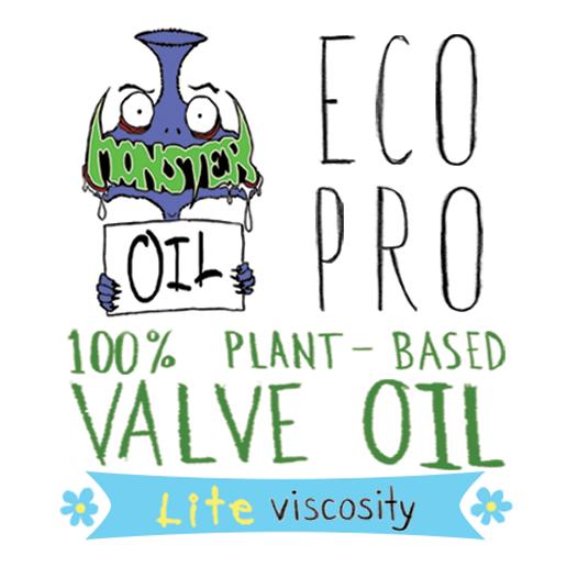 EcoPro Lite Valve Oil by Monster Oil.  100% plant-based and non-toxic - for use on trumpets, cornets, tubas, euphoniums, and French horns.