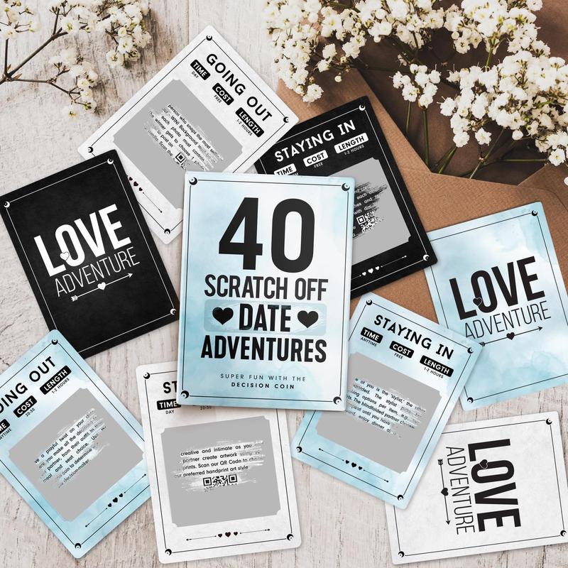 Date Ideas Card Games for Couples - Unique Date Deck Scratch Off Cards Birthdays & More Thanksgiving Christmas New Year Boyfriend Gift