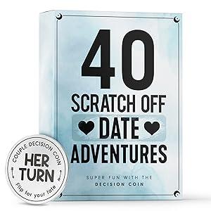 Date Ideas Card Games for Couples - Unique Date Deck Scratch Off Cards Birthdays & More Thanksgiving Christmas New Year Boyfriend Gift