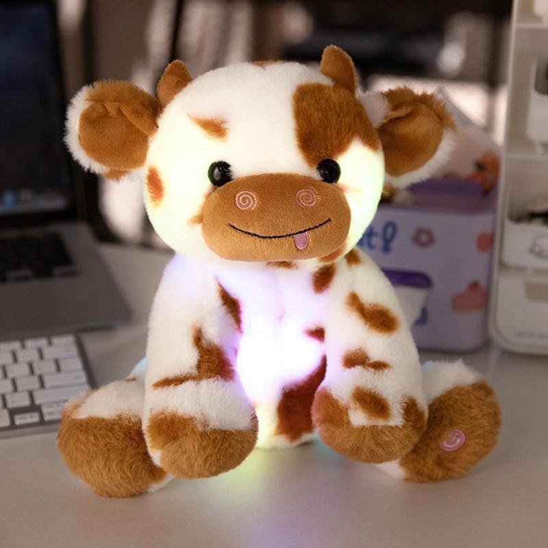 Cute Cow Design Plush Toy, 1 Count Soft & Comfy Animals Stuffed Plush Toys with LED Light, Creative Home Decoration for Gifts