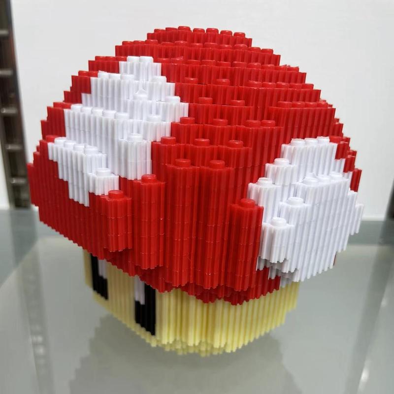 Red Mushroom - Multi Color Compressed Link Small Building Blocks Series