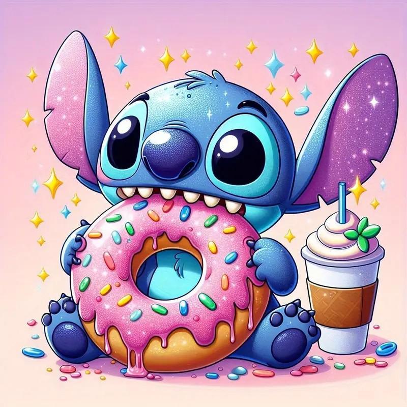 Cartoon Stitch Pattern DIY Diamond Arts Colorful Painting Kit without Frame, DIY 5D Diamond Arts Colorful Painting for Bedroom Wall Decor