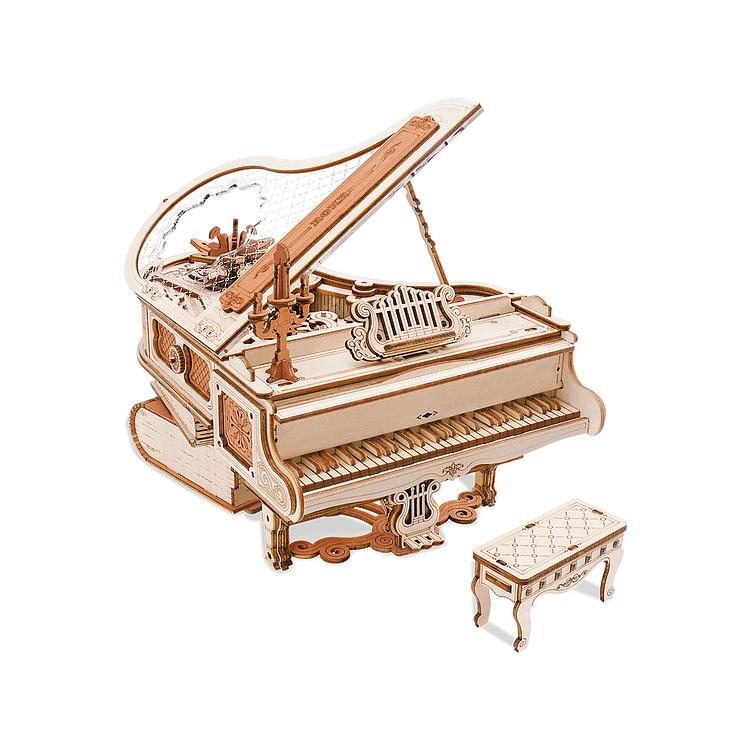 ROKR AMK81 Magic Piano 3D Puzzles for Adults-Mechanical 3D Puzzles Musical Instrument-Wooden Music Box Puzzle Kit to Build-Aesthetic Desk Decor Unique Gift for Men Women