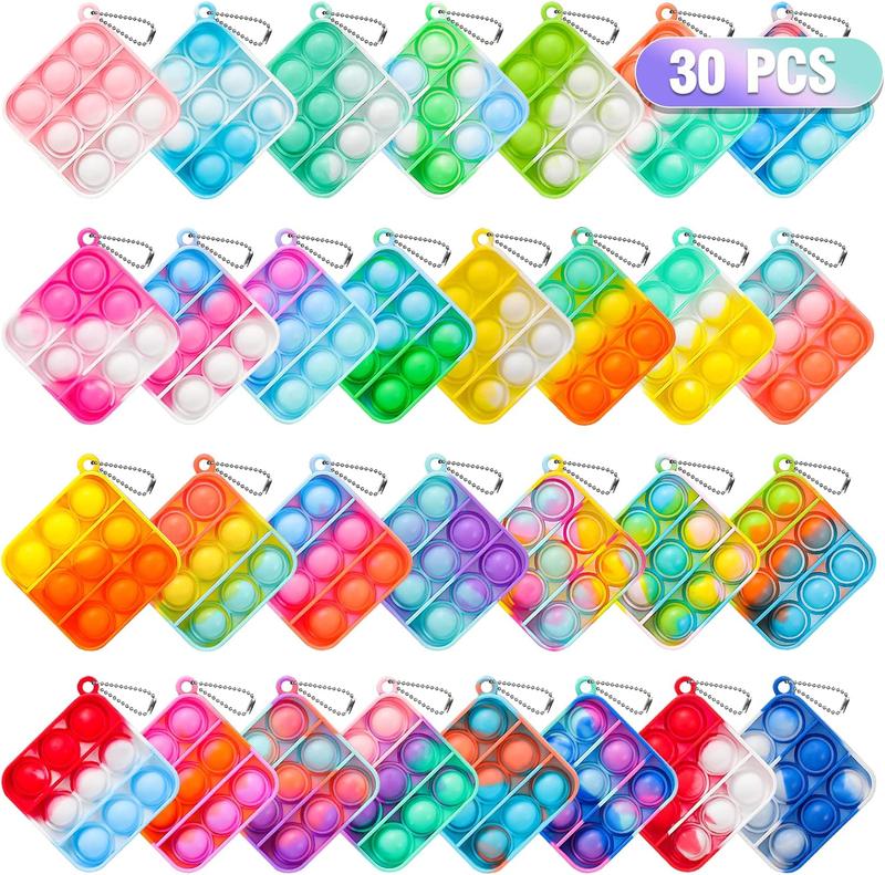 Pop Fidget Toys Bulk Its Party Favors for Kids 4-8 8-12 30PCS Mini Pop Keychain It Fidget Toy Pack Fidgets for Classroom Prizes for Kids Carnival Birthday Goodie Bag Stuffers End of Year Student Gifts