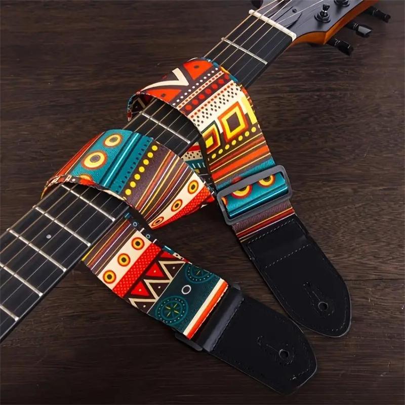 Letters and Geometry Pattern Guitar Strap, 1 Count Adjustable Guitar Strap, Guitar Strap for Electric Guitar & Acoustic Guitar, Music Accessories