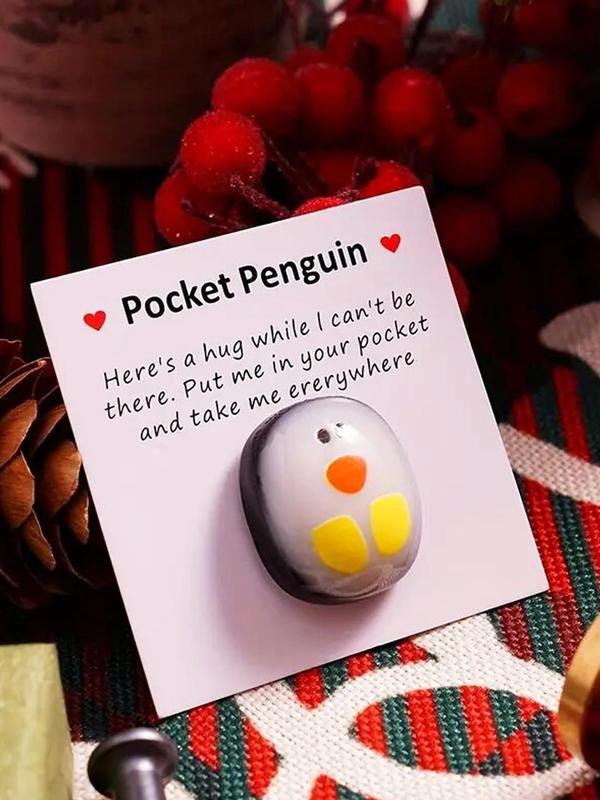 Cute Penguin Design Pocket Penguin Hug, Animal Decoration with Encouragement Greeting Card, Stress Relief Toy for Birthday Wedding Party