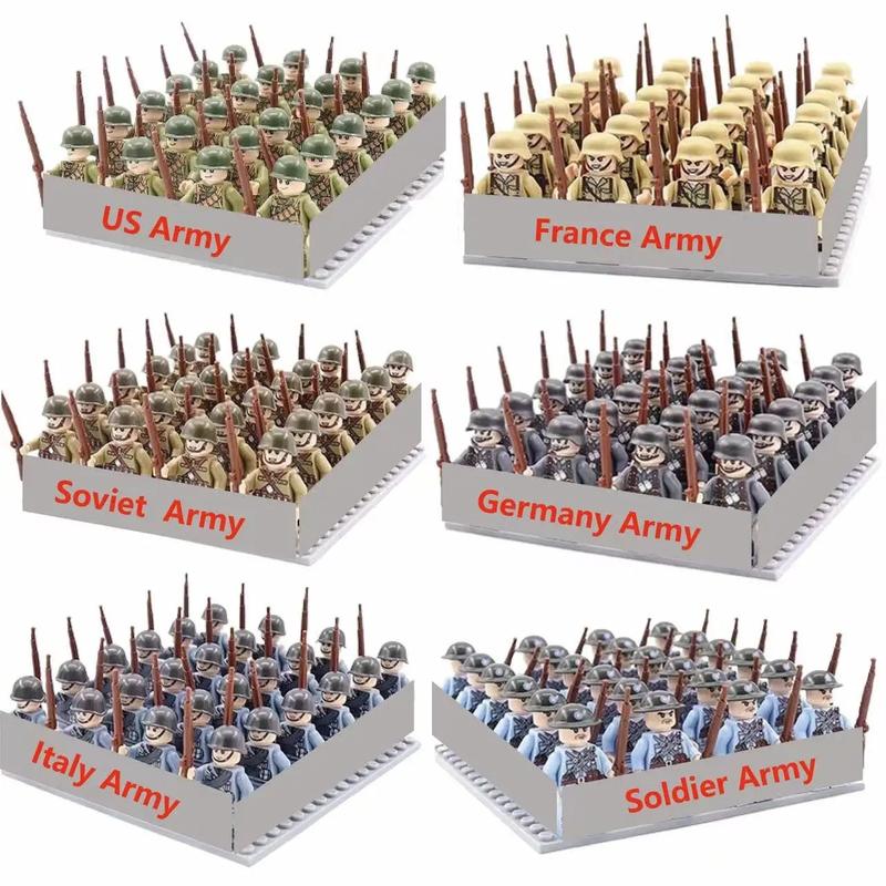 Custom  24pcs set WW2 soldier building blocks national army military figures assembling bricks christmas gifts,birthday gifts,Cake Toppers