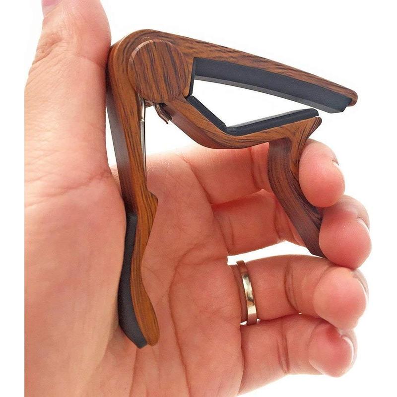 Guitar Capo for Acoustic and Electric Guitars - Rosewood Color with 5 Picks