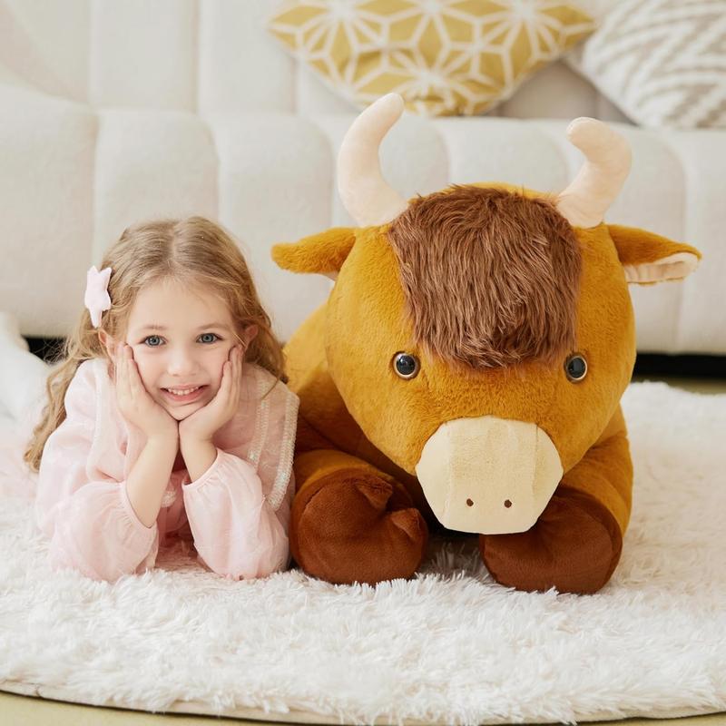 IKASA Giant Highland Cow Stuffed Animal Plush Toy,Big Scottish Large Jumbo Soft Toys,30