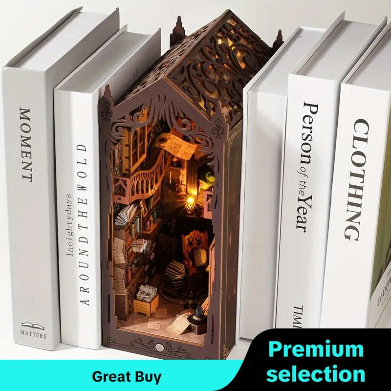 Book Nook Kit, Mini Book Shelf Decorative Craft, DIY Handmade DIY Miniature House Kit, Home Decoration and Art House, Perfect Explosion Gift, Christmas Gift