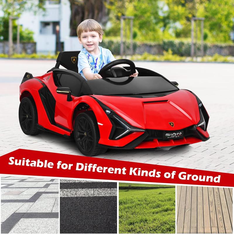 [LiveOnly] Costzon Licensed Lamborghini SIAN Ride On Car, 12 V Battery Powered Electric Vehicle with Control Remote, Music, Horn, 2 Speeds, Suspension, LED Lights, Bluetooth, USB