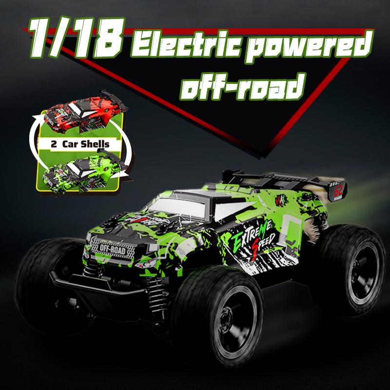 Remote Control Car, 2.4Ghz All Terrain Off-Road Monster Truck, 20 KM H Rc Cars with LED Bodylight and 2 Rechargeable Batteries Toys for Boys Age 4-7