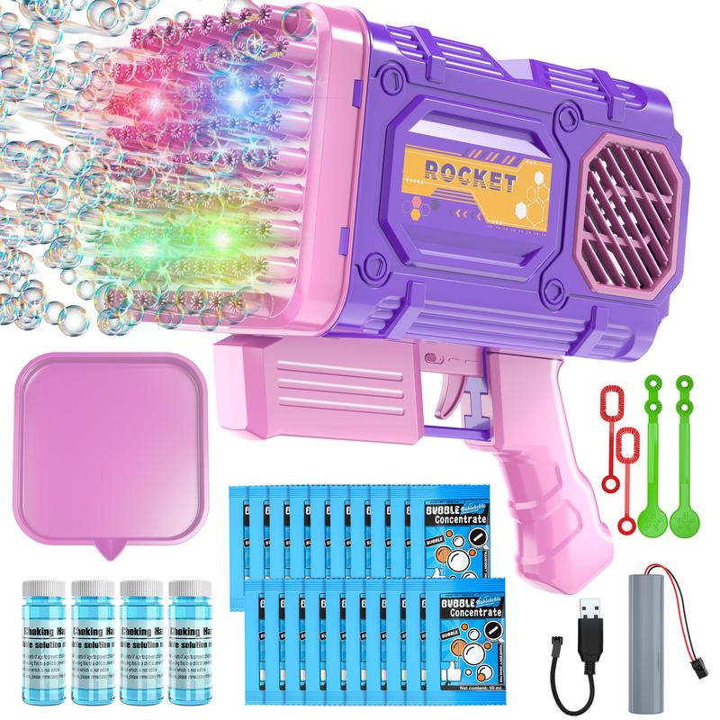 86 Hole Gatling Bubble Maker, 50000+ Bubbles Min Bubble Blaster Machine with 4 LED Lights, Summer Toys Gifts for Outdoor Indoor Birthday Wedding Party Backyard