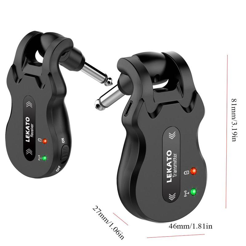 LEKATO Wireless Guitar Transmitter Receiver, 1 Count 4 Channels Transmission Range, Rechargeable Audio System for Electric Guitar Bass