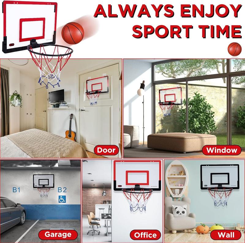 2 count Mini Basketball Hoop with 4 Basketball, Sticky Hook, Pump, Indoor No Drilling Basketball Hoop Decompress Game for Christmas Kid Adult Gift