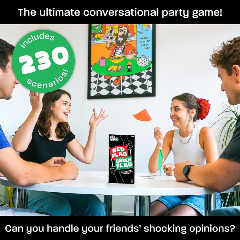 Red Flag Green Flag Game: Judge Your Friends’ Disastrous Dating Decisions | Ages 15+ | 3-10 Players | 230 Scenario Cards | Teens & Adults |