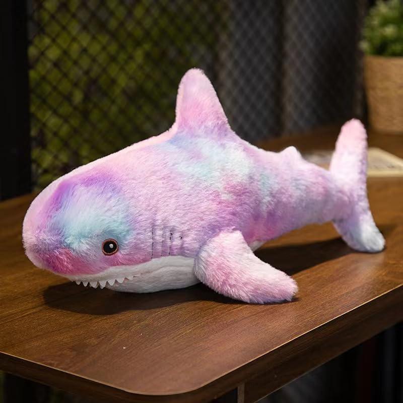 SNOWOLF 40” Shark Plush with 4 Small Baby Shark in Mother’s Tummy Giant Rainbow Shark Plushies Colorful Shark Teddy Hugging Throw Pillow Multicoloured Gift Set