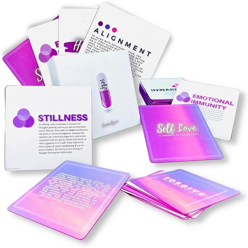 Self Love Affirmation Cards - Intuitive Connection - Emotional Resolve - Curated Prompts, 28 Soft Touch Cards for Discovering Authentic Self