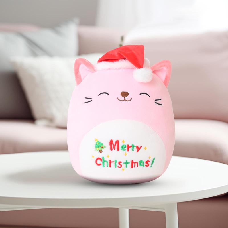 Christmas Cute Cat Design Plush Toy, 1 Count Soft Washable Plush Toy with Santa Hat, Suitable for Boys and Girls, Birthday Gift, Holiday Gift