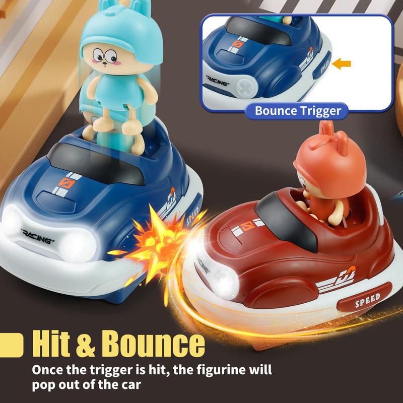 2-Pack Remote Control Bumper Car Toy for Kids Competitive RC Jumping Car Toy Set with Lights