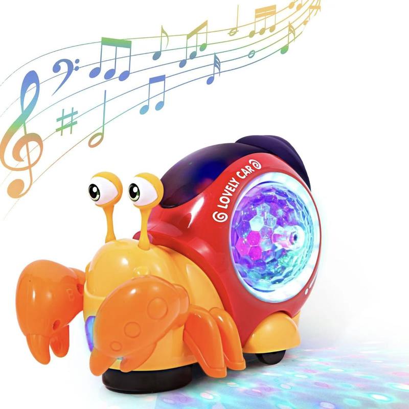 Crawling Snail Design Music Toys, Electric Snail Toy, Cute Electronic Animal Crawl Toy, Toys with Built-in LED Light, Interactive Learning Toy