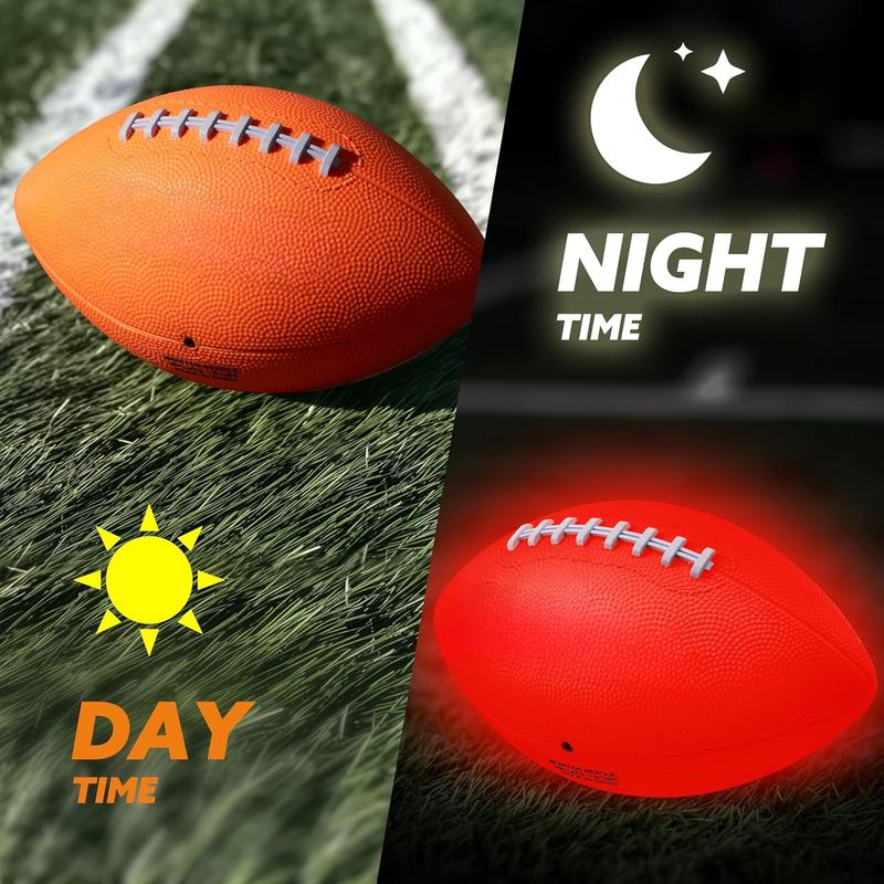 Glow in The Dark Football for Boys, Light Up Football for Night Football Games, Red Glowing Ball, Football Accessories Gifts for Teen Boy Toys Ages 3 Old and Up