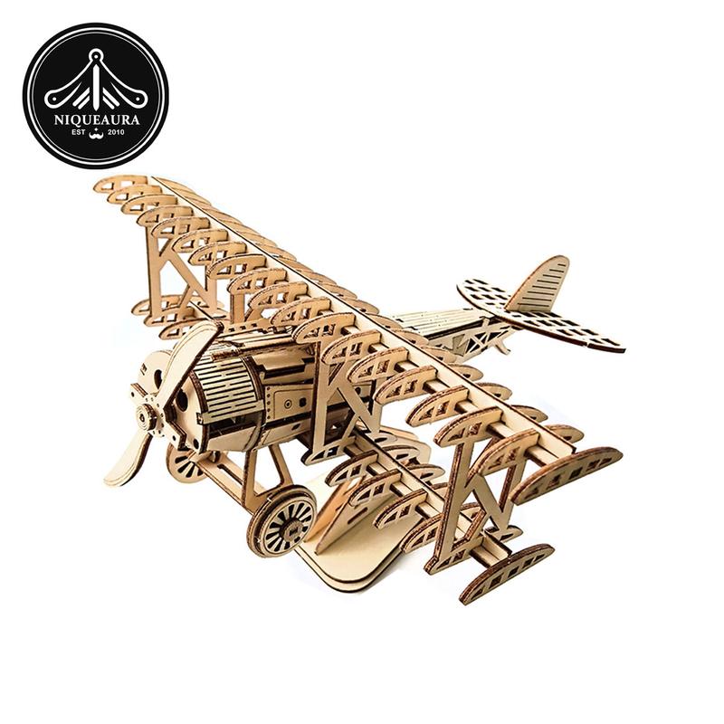 NiqueAura Wooden Airplane Handmade DIY 3D Puzzle Desktop Ornaments Christmas Gift