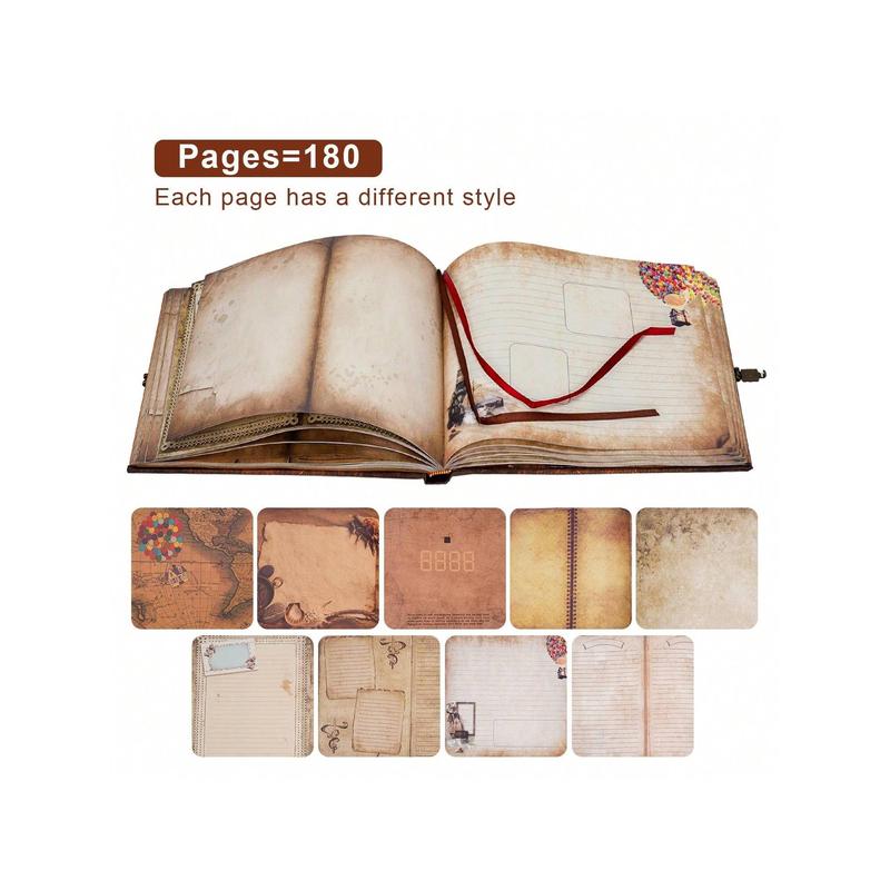 [FFYY-Hot Picks]   Our Adventure Book Scrapbook 180 Pages Photo Album, DIY Handmade Memory Travel Diary Photo Book Journal Scrapbook,Embossed Letter Leather Cover For Anniversary,Wedding,Valentines Day Gifts . Green Blue Brown Deep Red