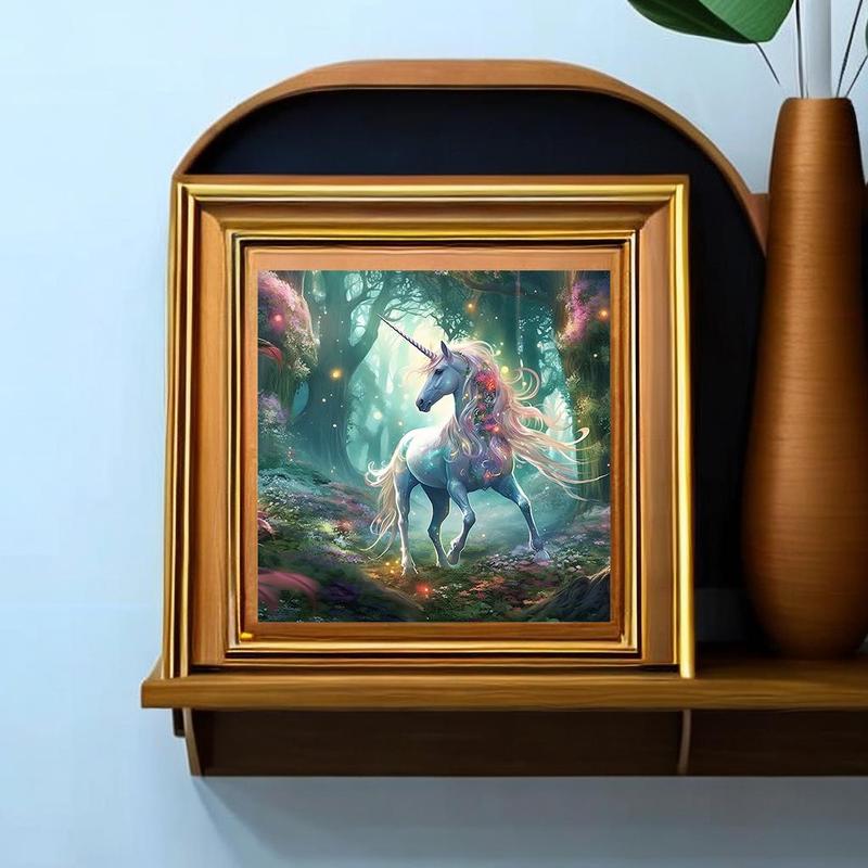 Unicorn Pattern DIY Diamond Arts Colorful Painting Without Frame, DIY 5D Diamond Arts Colorful Painting Kit, Wall Art Decor