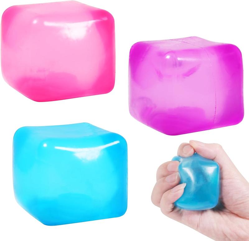 Squishy Fidget Toy Set - 3 Pcs Slow Rising Stress Relief Balls for Hand Therapy and Anxiety, Perfect Sensory Toys for 3 pcs soft gel cube Stress Relief Hand Therapy. Office Desk Squeeze Ball. Bulk Toys