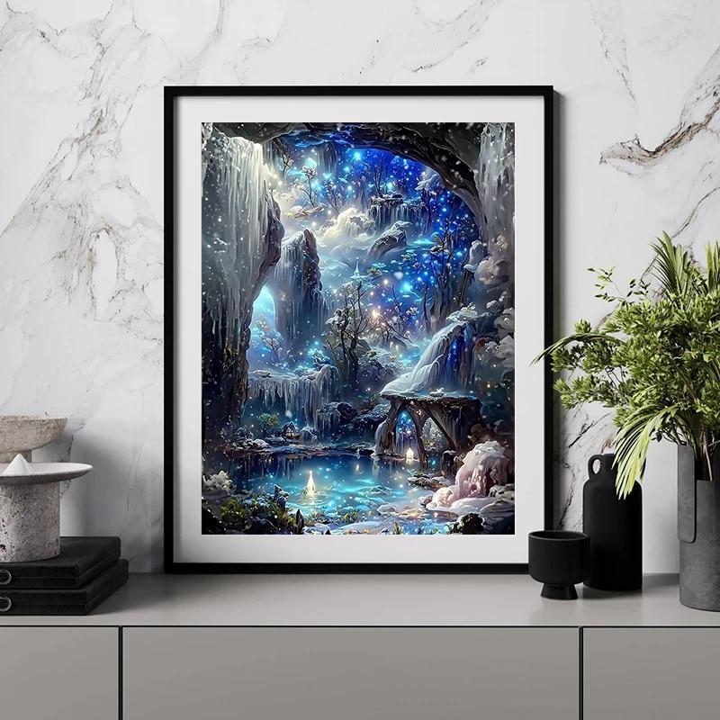 Landscape Tree Fairy Garden Pattern DIY Diamond Arts Colorful Painting Kit, DIY Full Drill Paint, DIY Home Wall Decor