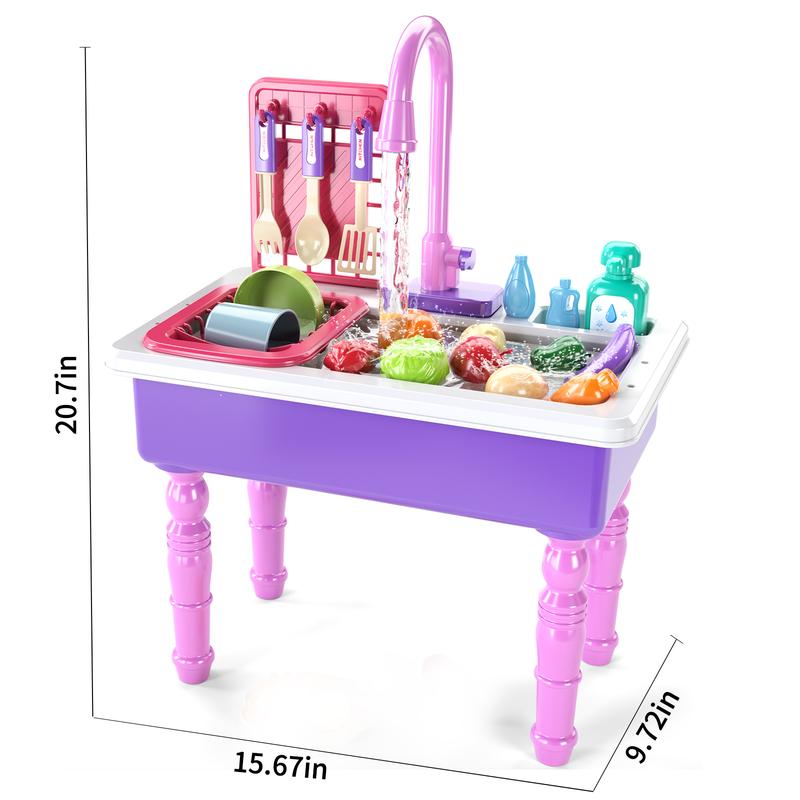 Automatic Circulating Warm Water Color Changing Sink Toy Christmas Gift Pretend Play Toy