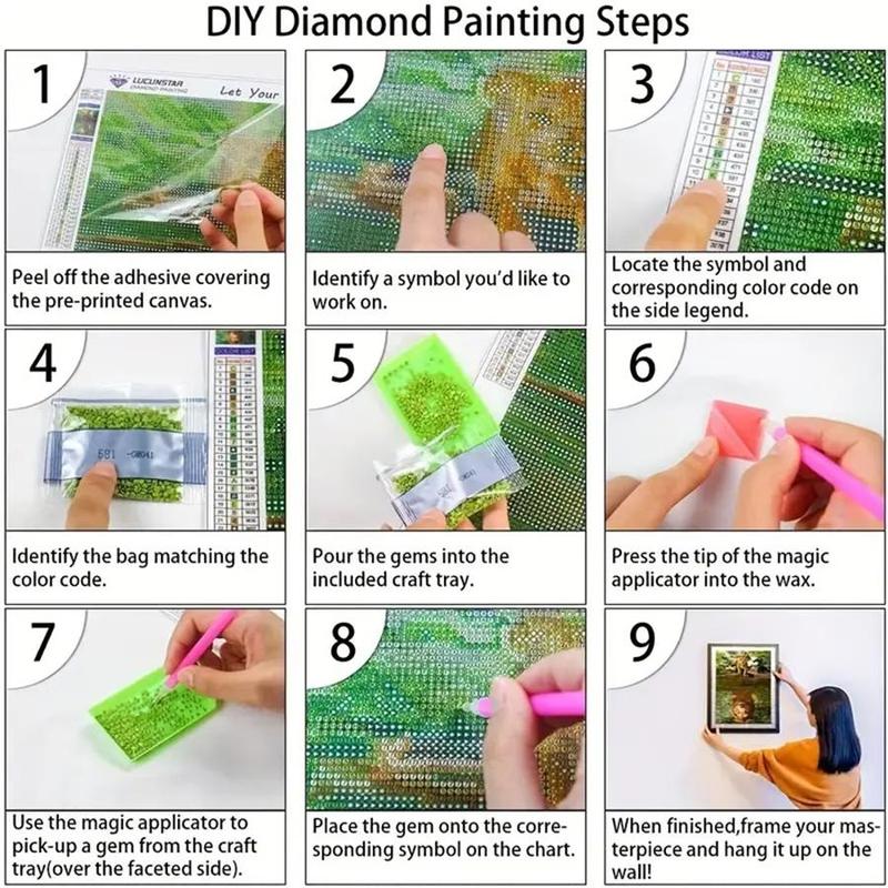 Fox Pattern DIY Diamond Arts Colorful Painting Kit without Frame, 5D Diamond Decor Painting by Numbers Kit, DIY Wall Art Decor