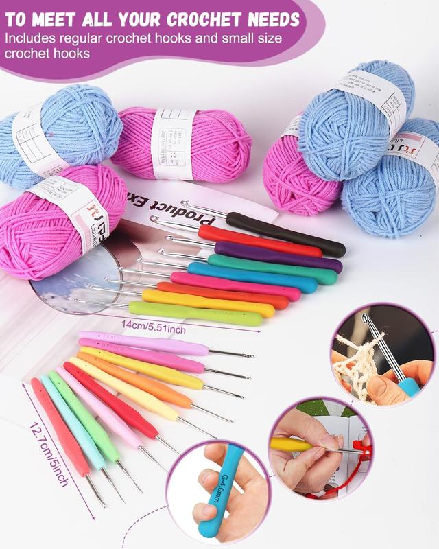 Crochet Kit for Beginners, 50 count Crochet Starter Kit with Small  Crochet Hooks, Crochet Storage Bag, Crochet  Yarn, Crochet Supplies - Learn to Crochet Complete Crochet Kit