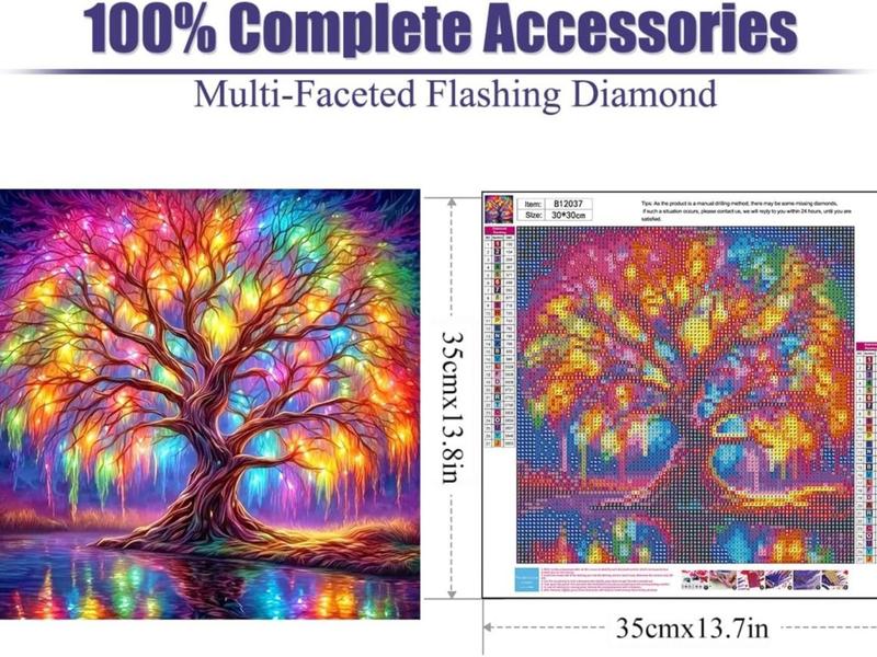 5D Diamond Painting Kits for Adult Colourful Tree of Life Diamond Art Kits for Adult Beginners Tree Diamond Painting Full Round Drill Crafts Kit for Home Wall Decor Gift 12x12in