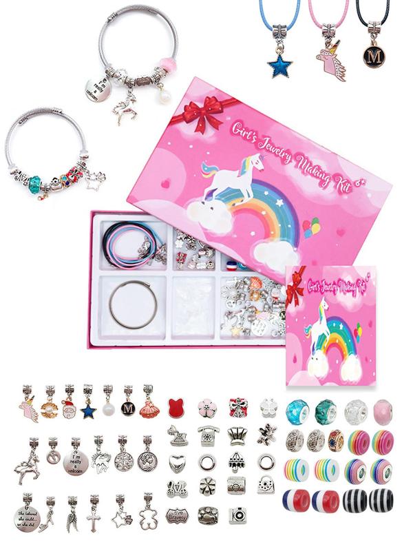 Unicorn Theme Jewelry Making Kit, Cute Unicorn Design Bracelet Making Kit, Jewelry Making Supplies for Teenager Girls, Birthday Gift