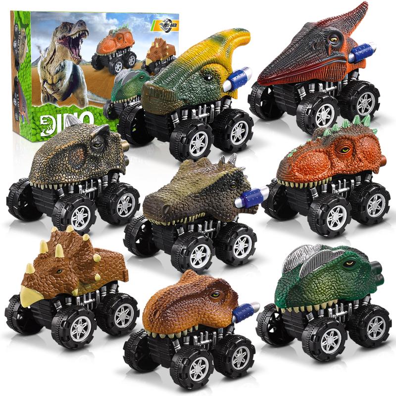 Dinosaur Toy Pull Back Cars, 6 Pack Dinosaur Car Toys Dinosaur Games with T-Rex Gift for 3-5 Year Old Boys and Toddlers