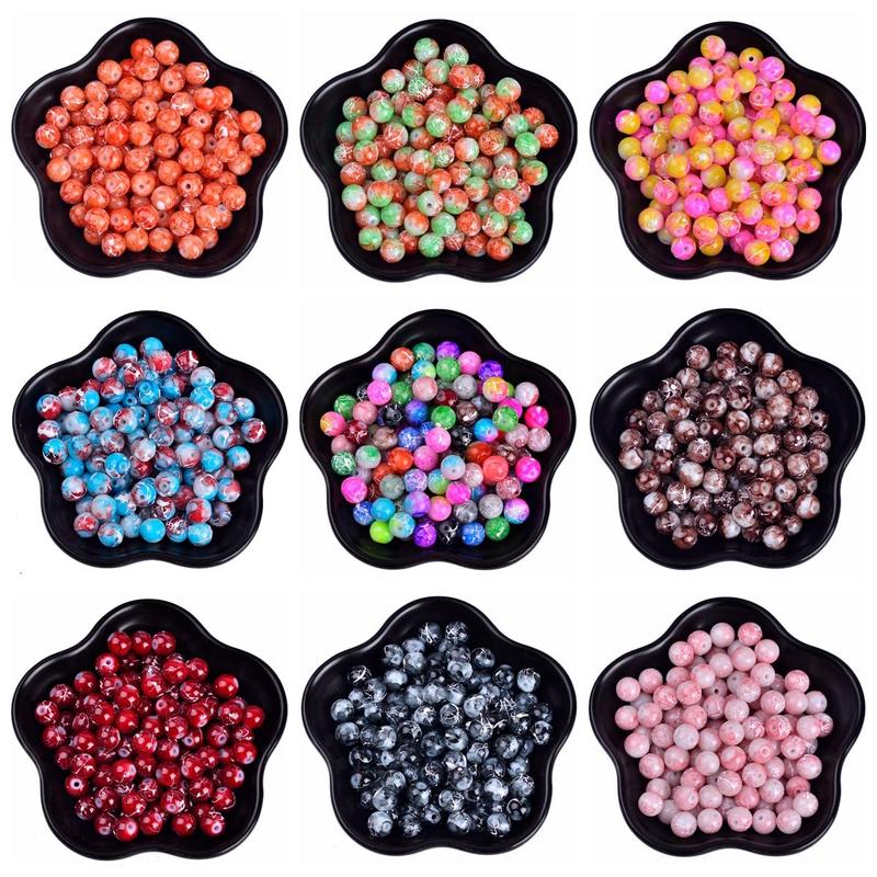 Glass Beads for Bracelet Jewelry Making kit Crystal Pattern Bead Stone Beaded 480pcs 8mm 24colors Round Gemstone Set Diy for Women Adult Beginners Earring Necklace Decoration