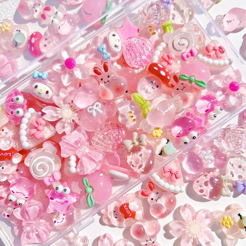 60pcs Cute Resin Charms Set - Bulk Mixed Slime Charms