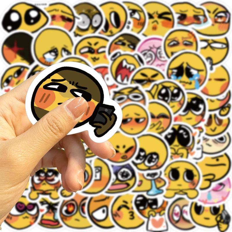 Cute Cartoon Pattern Decorative Stickers, 60pcs Emotional Expression Series Decorative Decal, Self-adhesive Anime Naughty Stickers, Diy Decorative Accessories, School Supplies