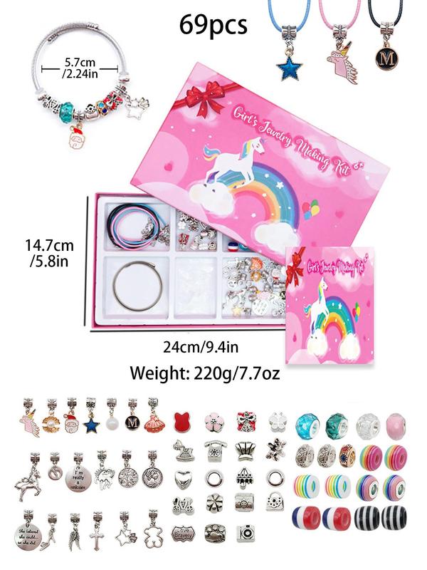 Unicorn Theme Jewelry Making Kit, Cute Unicorn Design Bracelet Making Kit, Jewelry Making Supplies for Teenager Girls, Birthday Gift