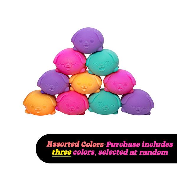 Schylling Teenie NeeDoh Funky Pups - 3 mini Groovy NeeDoh Pups -Sensory Toy with Dough Filling -  Assorted colors - Ages 3 and up