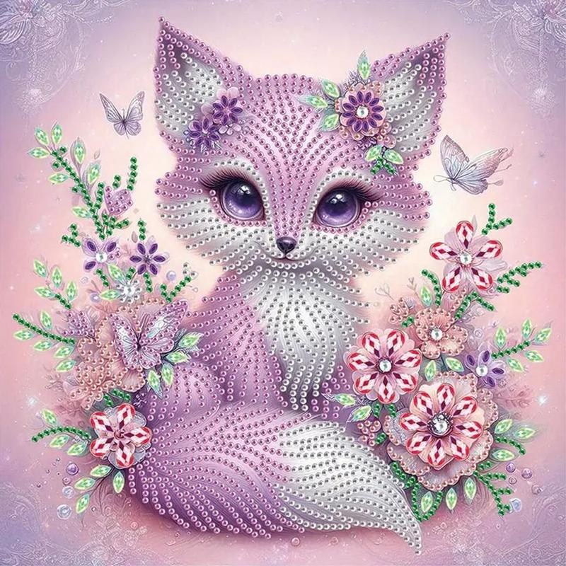 Fox Pattern DIY Diamond Arts Colorful Painting Kit without Frame, 5D Diamond Decor Painting by Numbers Kit, DIY Wall Art Decor