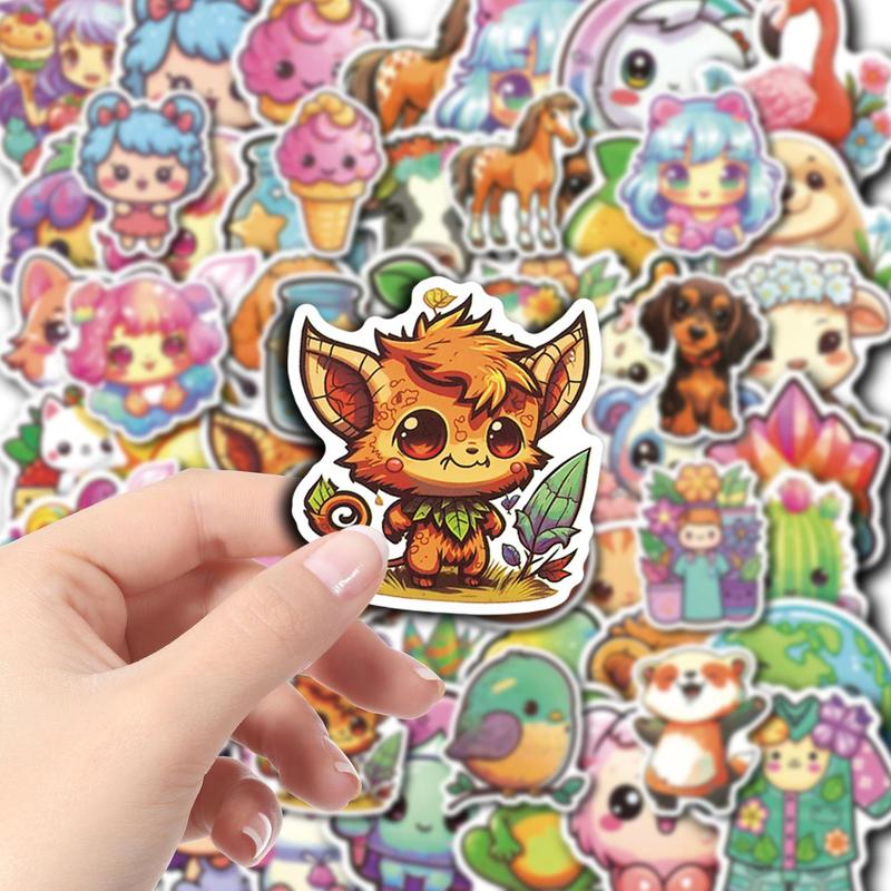 Cartoon Animal Pattern Sticker, 49pcs set Cute Cartoon Sticker, DIY Decorative Sticker for Scrapbooking, Journaling, Gift Wrapping