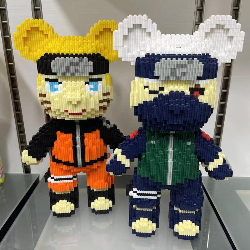 Multi color compressed link small building blocks - Ninja Bear+Mask Bear